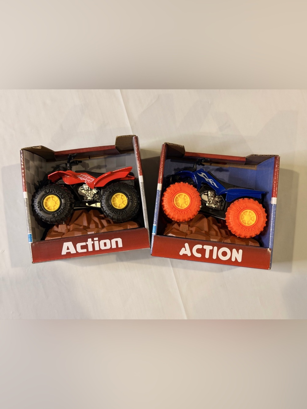 Turbo Wheels ATV Quad Toy Lot of 2 Red & Blue 4x4 Action Vehicles New in Box